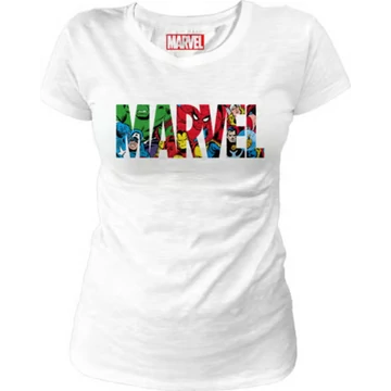 Marvel - Marvel Logo Fehár Női Póló - S