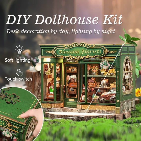 MINIATURE HOUSE - DIY - Blossom Florist - 265pc + LED Light