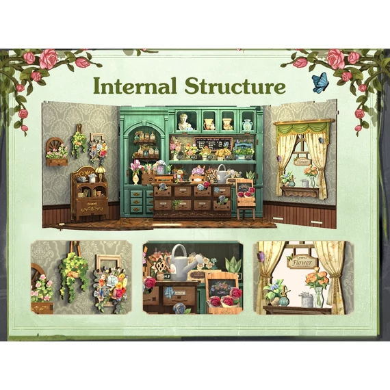 MINIATURE HOUSE - DIY - Blossom Florist - 265pc + LED Light