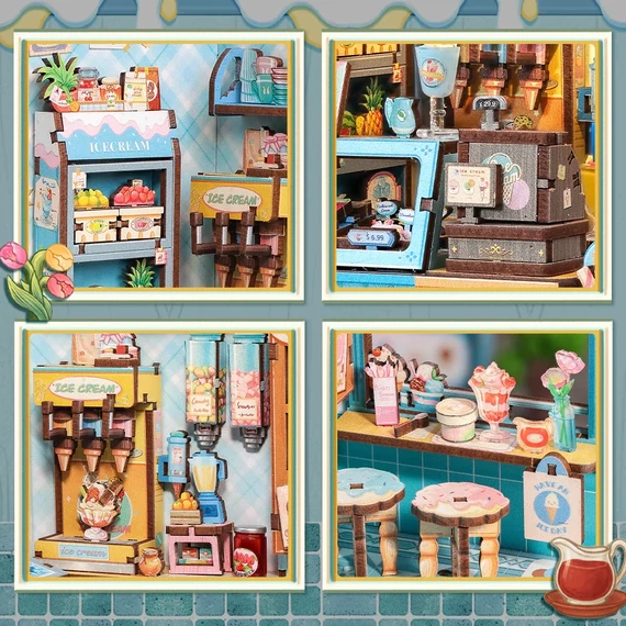 MINIATURE HOUSE - DIY - Bella's Ice Cream - 225pc + LED Light