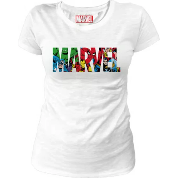 Marvel - Marvel Logo Fehár Női Póló - S
